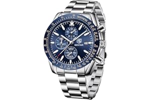 BY BENYAR Montre Homme Chronographe Analogique Quartz Etanche Date Grand Cadran Classique Mode Affaires Montres Bracelet élégant pour Hommes