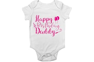 Shopagift Happy Birthday Daddy Pink Girls Baby Vest Bodysuit