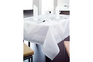 texpot Bieżnik na stół ze stali damasceńskiej 40 x 130 cm biały krawędź atlasu nadaje się do prania w temperaturze 95°C, 100% bawełna, wysoka jakość pełnego sznurka