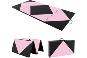 COSTWAY Colchoneta de Gimnasia Plegable 240 x 117 x 5 cm, Esterilla de Gimnasia de Piel PU para Ejercicio Aeróbico, Colchoneta Multifuncional para Gimnasio y Casa