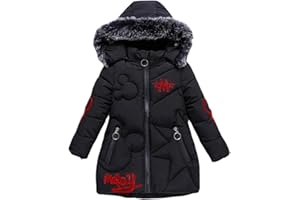 Tilozs Kinder Winterjacke Mädchen Warm Wintermantel Baumwoll Mantel Steppjacke Schön Bestickt Winter Parka Outdoorjacke mit Abnehmbaren Fellkapuze