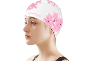 FUNOWN Badekappe, Damen-Badekappe, weiche Silikon-Badekappen für langes Haar, rutschfeste Badekappen, wasserdichte Badekappen für Damen, Jugendliche, Erwachsene