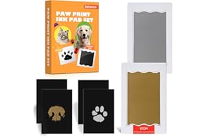 Nabance 2pcs Kit Impronta Cane Per Cani In Oro e Argento, Include 4 Fogli Di Carta da Stampa Nera Sicuro e Non Tossico Impronta Zampa Cane Regali Per Gli Amanti Degli Animali