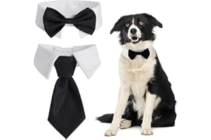 DULSPUE Cravatta per animali domestici, 2 pezzi regolabile per cani e gatti papillon per animali domestici da sposa papillon formale per cuccioli collare per smoking