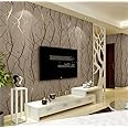 BINLUO Modern Striped 3D Embossed Wallpaper (Brown) - Non-Woven, Self-Adhesive, Interior Wall Decoration, Wood Theme, Beige, Gray, Clear, Stain Resistant, 1.5 kg