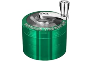 LIHAO 2 Inch Grinder with Hand Cranked Spice Grinder - 4 Layers Zinc Alloy - Green