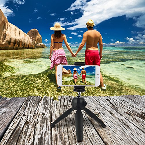 Drahtloser Universal Selfie Kit mit Bluetooth Fernbedienung und Premium Tripod - FreihÃ¤ndige Steuerung des Kamera-AuslÃ¶sers aus einer Entfernung von bis zu 30 Meter - Passend fÃ¼r iOS und Android-Smartphones.