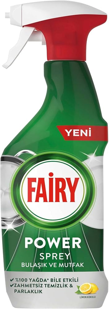 Fairy Power Sprey, 3'ü 1 arada, Bulaşıklarınız Ve Mutfağınız Için Zahmetsiz Temizlik Ve Parlaklık, Limon Kokulu, 500ml