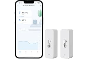PHOVOLT Termometro igrometro Bluetooth,Sensore di umidità della temperatura wireless,Sensore di umidità con avviso di notifica, per la serra dell'incubatrice del terrario della cameretta dei bambini (2 pezzo)