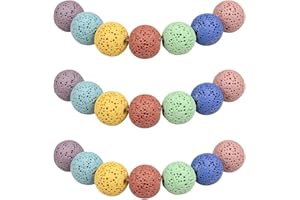 MJDCB 14mm 25 piezas Cuentas de Piedra Difusor de Aceites Esenciales Lava Multicolor Redondas Sueltas Piedras Semipreciosas Naturales para Hacer Joyas Pulseras Collares