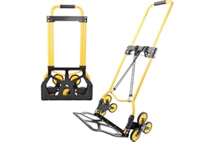 YEAUPE PRO Alloy Steel Folding Trolley on Wheels, 100kg Heavy Duty Sack Truck, 110cm Extended Handle Sack Barrow, Multi-Purpose Dolly Trolley with Elasticated Rope, Stair Climbing Trolley-Office/Home/Garden