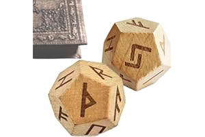Geteawily Ensemble de Runes en Bois, Ensemble de Runes de Divination - Ensemble de Runes sculptées Elder Futhark | Ensemble de Divination Portable pour Les passionnés d'histoire, Petits dés