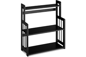 Navaris Regał na przyprawy, z 3 półkami, z bambusa, regał kuchenny, drewniany, uniwersalny organizer do kuchni, łazienki, biura, kolor czarny