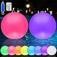 AVCXEC 2 x 34 cm Solar Floating Pool Ball Light, 16 RGB Floating Lamp Sphere Light, LED Spa Light for Outdoor Garden Party Terrace