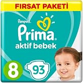 Prima Bebek Bezi Aktif Bebek 8 Beden 17+ Kg 331 93 Adet
