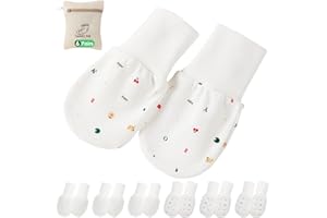 1 one enjoy 6 Pares Mitones de bebé Manoplas para bebés recién nacidos Guantes para bebés Manoplas, guantes de bebé para niños (0-5 meses)