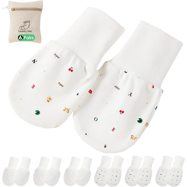 9 Paia Guanti Antigraffio Per Neonati E Bambini 0-6 Mesi – Morbidi Elasticizzati Unisex – Polso Elastico