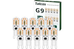 Tailcas Ampoule G9 LED 3W, Blanc Chaud Non Dimmable 300LM 3000K AC/DC 220-240V, Equivalent 30W Halogène Lampe, pour Lustres, Lampes de Paysage, Appliques Murales, Éclairage d'armoire, Lot de 10