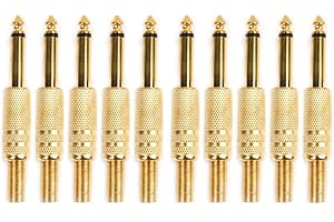 BEAUTZILLA Ocobudbxw 10 PCS Gold Plated 6.35mm Male 1/4 Mono Jack Plug Audio Connector Soldering