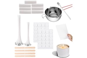 Scentoria Kerzen Selber Machen Set, Kerzenwachs zum Gießen, Wachsschmelztopf und 40 Kerzendochte, 7 klumpiges Sojawachs, Docht Aufkleber, Dochthalter, Candle Making Kit für Erwachsene und Kinder E