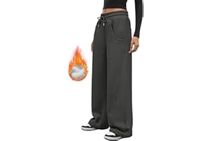 CMTOP Pantalon Jogging Femme Hiver Pantalons de Survêtement Coton Pantalon Polaire Chaud avec 4 Poches Pantalon de Sport Ample à Taille Elastique pour Training Running et Fitness