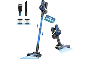 TASVAC Aspirapolvere Senza Fili, Scopa Elettrica Potente 20000Pa, 40Min Autonomia, 6 in 1 Aspirapolvere Senza Sacco, Aspirapolvere Leggero Portatile per Peli Animali Tappeti Pavimenti Duri Domestici