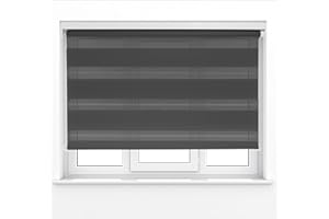 CAECUS Black Day Night Zebra Roller Blind Dual Layer Fabric Aluminium Rail Easy Fit Home Office Bedroom Kids Room Easy Fit 100cm Width