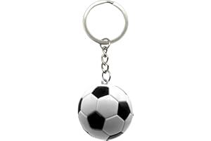 AUTOZOCO Llavero en Forma de Pelota de Fútbol, Cuelga Llaves Modelo Esférico, Plástico, Diámetro 4 cm