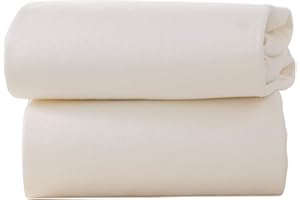 Clair de Lune Spannbetttuch für Babykörbchen, 2 Stück, weich, atmungsaktiv, lichtbeständig, 100% Baumwoll-Jersey, passend für Palm- und Weidenkörbe, hergestellt in Großbritannien, 74 x 30 cm, Weiß