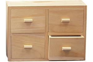 RAYHER 62380000 Cajonera de madera FSC Mix Credit 15 x 20 x 7 cm 4 cajones Marrón