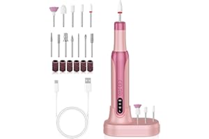 ATOPSKINS Trapano per unghie portatile, tagliaunghie wireless, set manicure ad alta velocità, elettrico, taglierina a 3 velocità per unghie in gel, ricarica USB, tagliaunghie per unghie in gel con 12 punte per