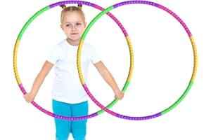 UQTUKO Hula Hoop Bambini, 2 Pezzi Colorati Hula Hoop per Bambina 8 sezioni Staccabili e Regolabili Hoola Hoop per Ragazzi e Ragazze Perfetto per la Danza, attività di Fitness