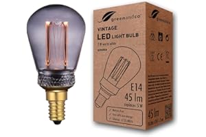 greenandco Ampoule à LED Décorative Style Vintage | E14 ST45 | gris fumé | 2W 45lm | 1800K blanc très chaud | 320° | 230V | aucun scintillement | non-dimmable