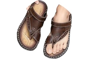 ticticlily Sandales Homme Cuir Tongs Hommes Chaussons d'été Chaussures de Plage Confortables Claquettes pour Randonnée Piscine Mer Douche