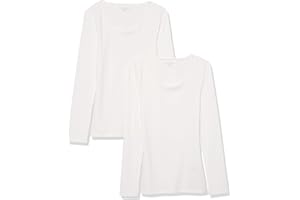 Amazon Essentials Wąski krój, warstwowa, dzianinowa dzianina z długim rękawem i okrągłym dekoltem Kobiety Slim-fit Layering Long Sleeve Knit Rib Scoop Neck (2 w zestawie)