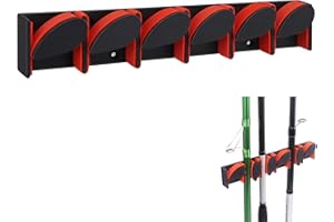 Fabaoday Angelrutenhalter zur Wandmontage, vertikaler Angelrutenhalter,Angelrutenhalter für bis zu 6 Ruten oder Combos, Angelrutenhalter zur Aufbewahrung, Passend für die meisten Ruten