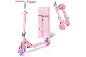SUOTU Trottinette pour Enfants avec 2 Roue Lumineuse de 14,5 cm, Pliable, Hauteur Réglable, Scooter pour Garçons et Filles de 3 à 12 Ans, Charge Max. 50 kg, Aluminium