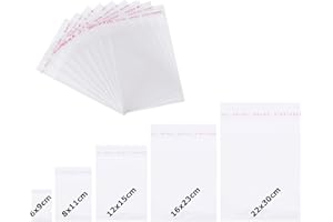 DIY-24H Folienbeutel 500 Stück für DIN Größen A4 A5 A6 A7 A8 Verschlusslasche Selbstklebend Adhäsionsverschlussbeutel Plastiktüte Beutel