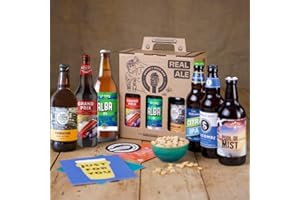 Premium British Real Ale Beer Gift Hamper - 6x500ml Independent Traditional Ales with Snack & Craft Beer Tasting Guide by QWERTY Beer Box - Gift for Him, Dad Gifts & Gift Set For Men Christmas
