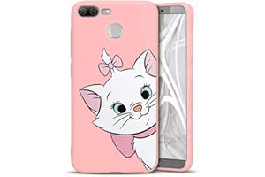 ZhuoFan Honor 9 Lite Case, Phone Cases Pink Liquid Silicone with Pattern Shockproof Soft Flexible Gel TPU Rubber Back Cover Bumper Skin for Huawei Honor 9Lite Smartphone, Cat 01