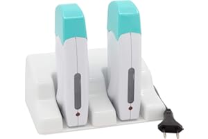EpilWax - Lot de 2 X Épilateurs Chauffe Cire avec Support pour Épilation Professionnelle - Compatible avec Cire Roll-On 100 ml - Facile à Utiliser et Ergonomique - Gamme Duo Blanc