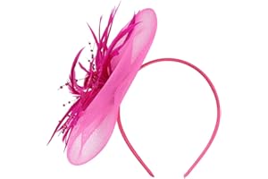 ABOOFAN Sombreros de Fiesta de Té de Red de Plumas de Flores Elegantes Sombreros para La Cabeza Elegantes Diademas de Boda de Cóctel para Mujeres Y Niñas Rosadas