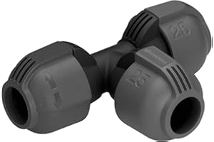 Dérivation en T de Gardena : raccord de tuyau pour dérivation du tuyau de pose, 25 mm, compatible avec les tuyaux de pose 25 mm de Gardena, montage sans outils (2771-20)