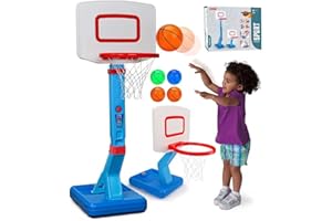 LYPSOCHAAT Basketballkorb Kinder Indoor Outdoor Spielzeug ab 2 3 4 Jahre, Höhenverstellbarer Basketballkorb 70-137cm mit Basketballs & Pumpe, Kinderspielzeug Geschenk für Jungen Mädchen ab 1 2 3 4 5 Jahre(Blau)