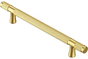 AITITAN 10 Pack Kitchen Cupboard Handles Knurled - 160mm Hole Spacing (215mm Length) Gold Cupboard Handles, Gold Wardrobe Handles and Gold Drawer Handles