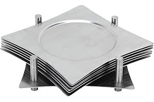 Zap Impex Set di 6 sottobicchieri Quadrati con Supporto in Acciaio Inossidabile per Evitare Macchie e Graffi da succhi, Bicchieri, barrette, Tazze da caffè, Tazze