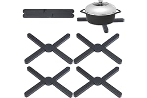 KINETICKRAFT 4 Pièces Pliable Dessous De Plat Silicone,Tapis Silicone Résistants à Chaleur,Silicone Dessous de Plat Pliable,Dessous de Plat Pliables en Silicone,Dessous de Plat en Silicone pour Pot,Plats,Assiettes