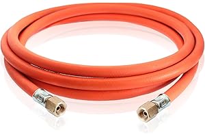 MUOHAVA Tubo Gas Cucina Industriale con fascetta 1/4" lks,tubo del gas propano butano 150 cm con attacco rapido Ø 6,3 mm