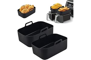 Pipihome Olla Ninja Foodi [AF300EU] [AF400EU] Dual Zone - 2 Piezas de Revestimientos para Freidora de Aire Doble, Accesorios de silicona (Negro)