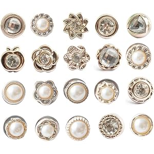 HEAVY DRIVER® 20pcs Brooch Pins for Women Cover Up Button Pins Instant Button Jeans Button Pins Women Shirt Safety Brooch Enamel Pins Modesty Pins Pearl Brooch Buttons for DIY Clothing Dress Coat